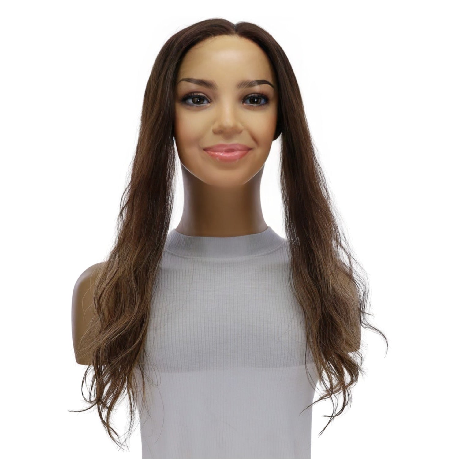 16" Hairline Topper #Dark Brown Balayage Wavy