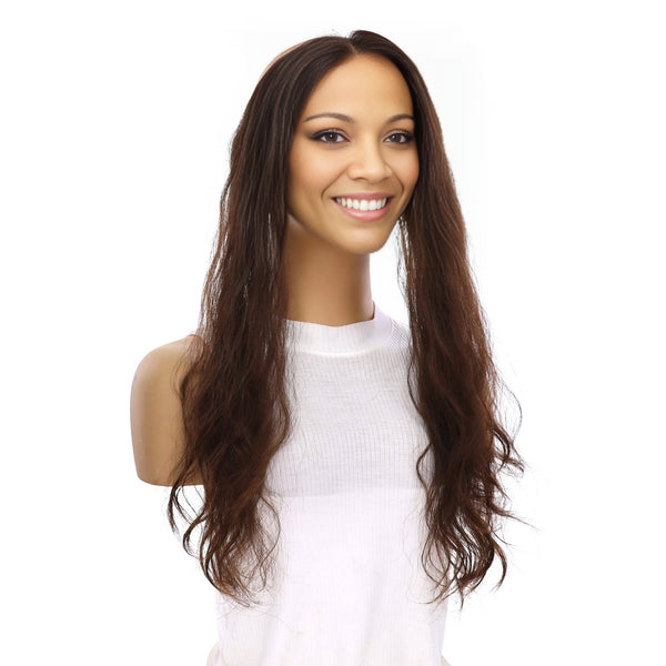 16" Hairline Topper #4 Dark Brown Wavy