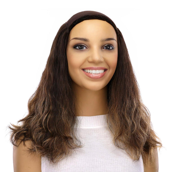 16" HatFall Wig Dark Brown Balayage Wavy