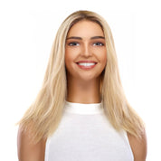 16" Ponytail Silk Part Wig Golden Blonde Wavy