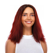 16" Ponytail Silk Part Wig Merlot Red Wavy