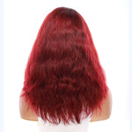 16" Ponytail Silk Part Wig Merlot Red Wavy