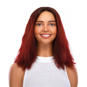 16" Ponytail Silk Part Wig Merlot Red Wavy
