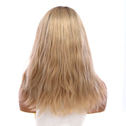 16" Ponytail Silk Part Wig Platinum Blonde Wavy