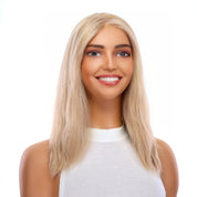 16" Ponytail Silk Part Wig Platinum Blonde w/ No Rooting Wavy