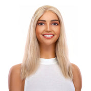 16" Ponytail Silk Part Wig Platinum Blonde w/ No Rooting Wavy
