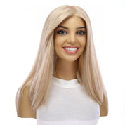 16" Princess Silk Top Wig Platinum Blonde w/ No Rooting