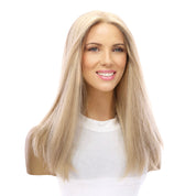 18" Princess Silk Top Wig Platinum Blonde w/ No Rooting