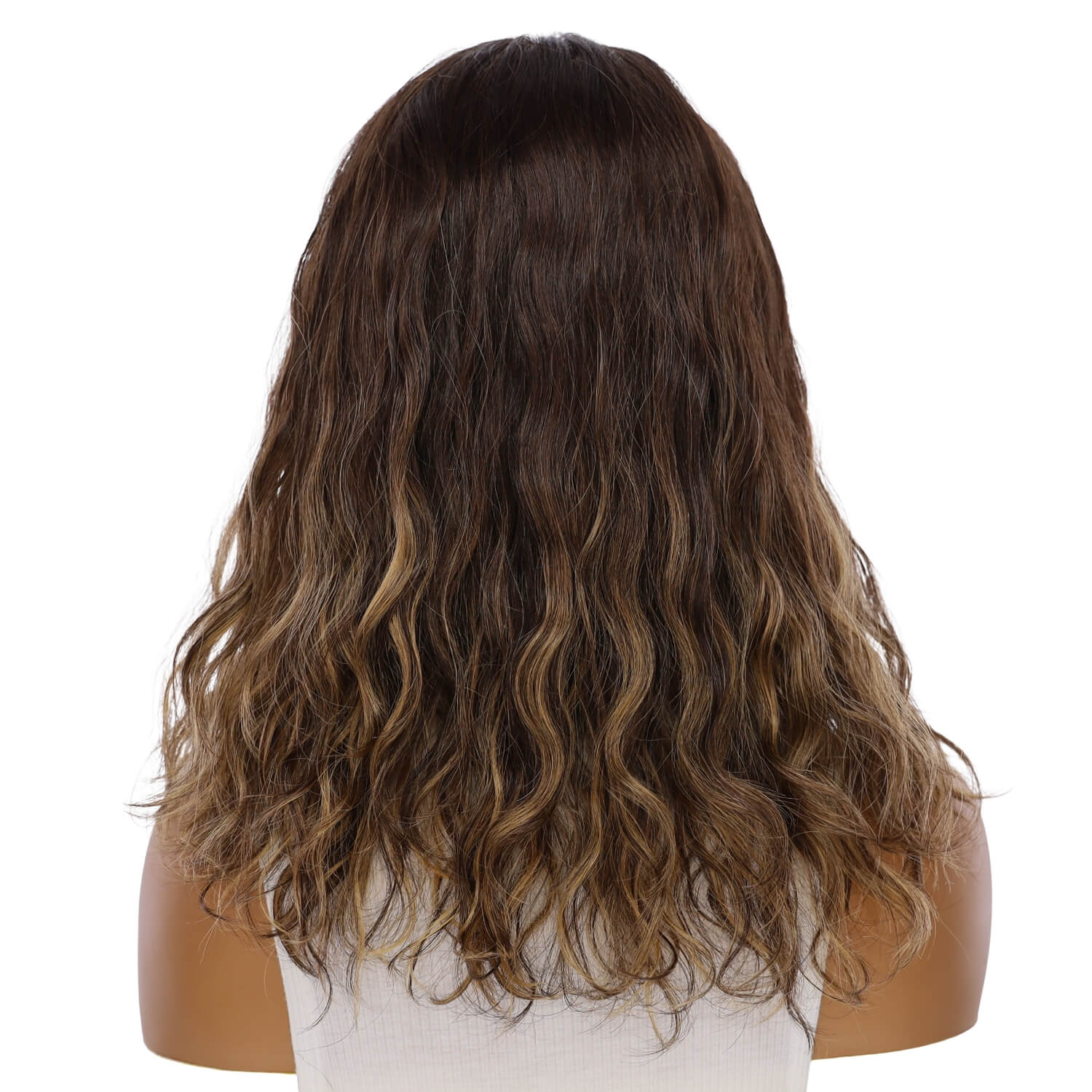 18" Princess Silk Top Wig Dark Brown Balayage Wavy