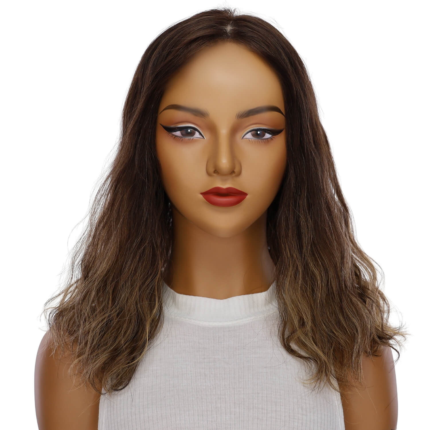 18" Princess Silk Top Wig Dark Brown Balayage Wavy