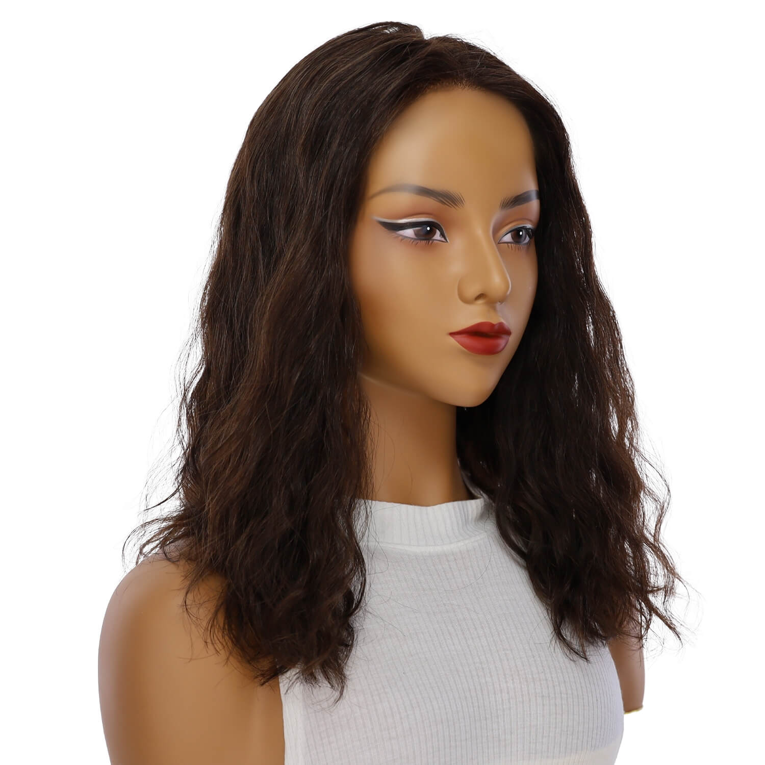 18" Princess Silk Top Wig Dark Brown Wavy