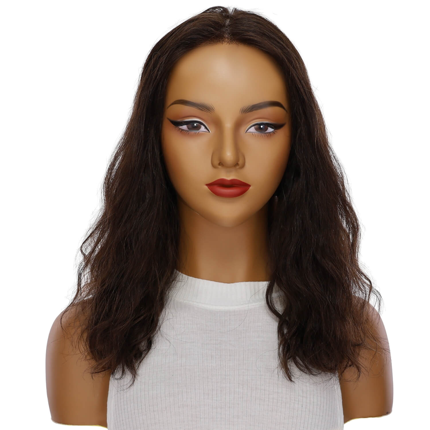 18" Princess Silk Top Wig Dark Brown Wavy