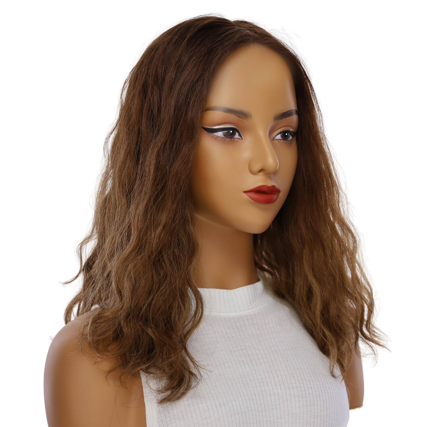 18" Princess Silk Top Wig Medium Brown Balayage Wavy