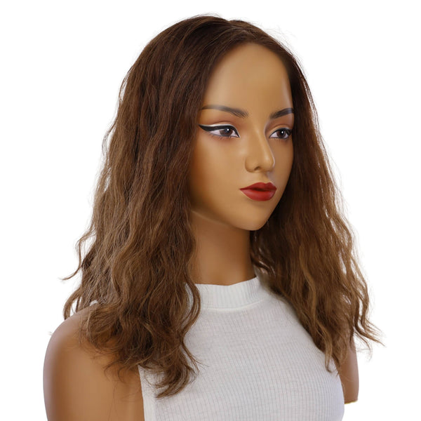 18" Princess Silk Top Wig Medium Brown Balayage Wavy