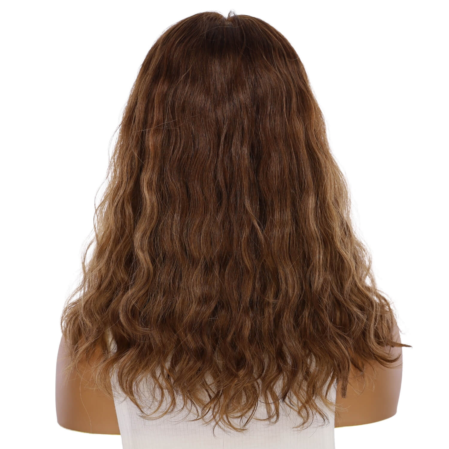 18" Princess Silk Top Wig Medium Brown Balayage Wavy