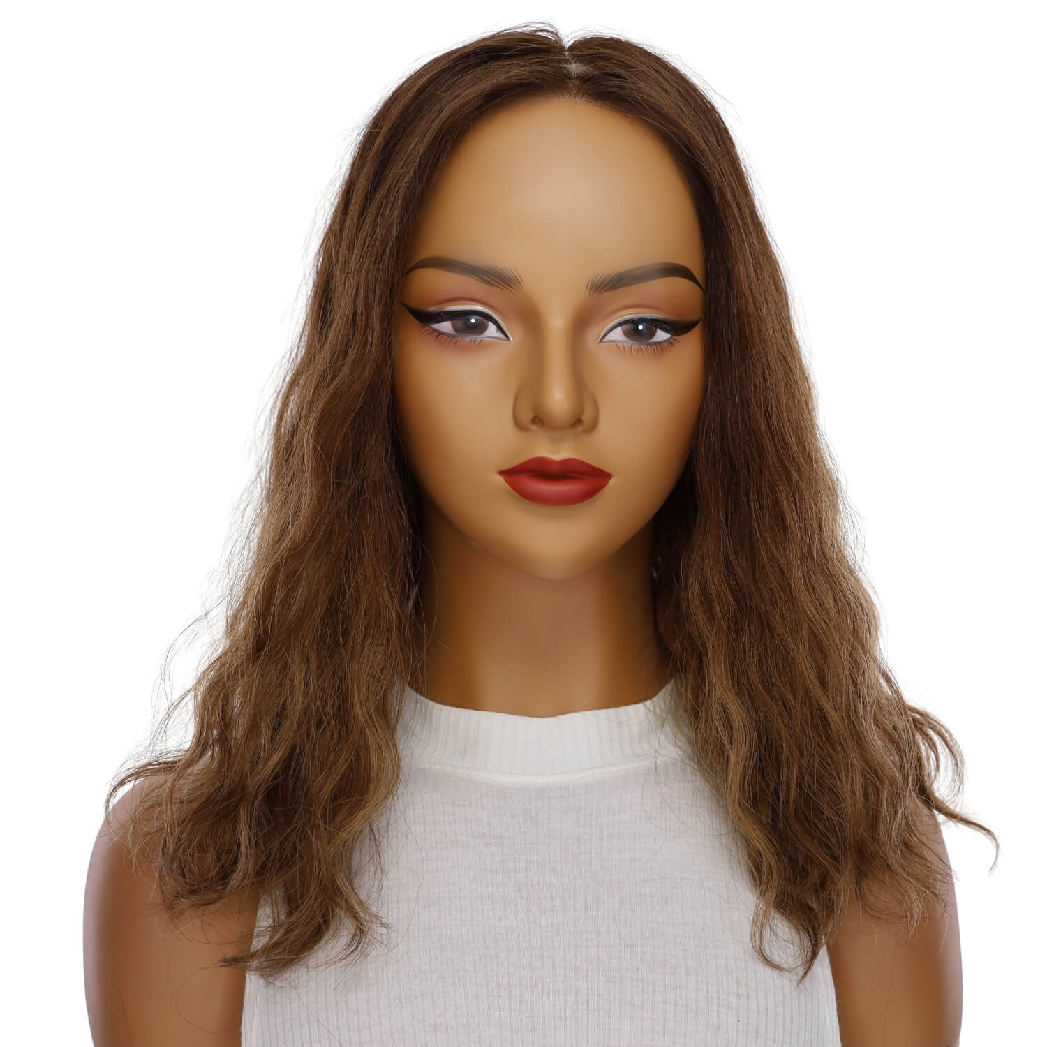 18" Princess Silk Top Wig Medium Brown Balayage Wavy