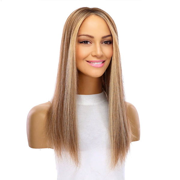 18" Emerald Silk Top Topper Medium Blonde with Highlights