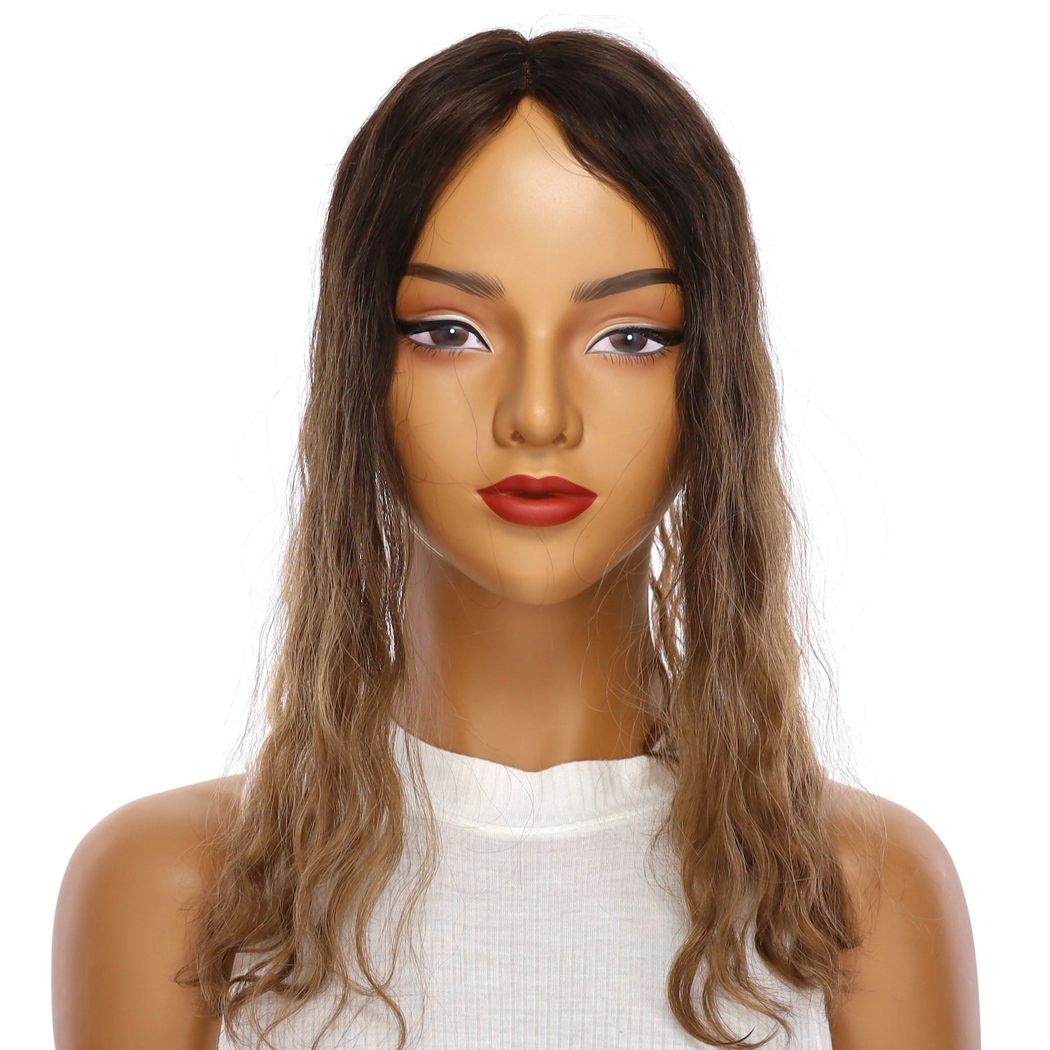 18" Topaz Lace Top Topper Dark Brown Ombre Wavy