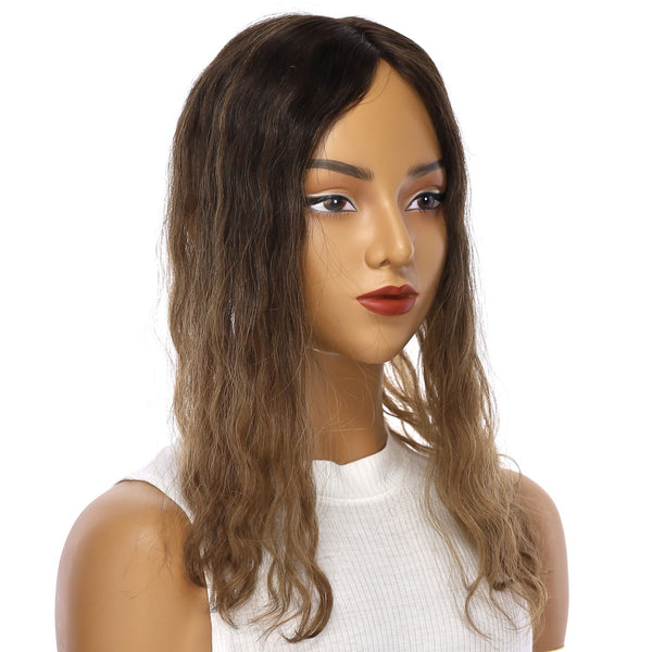 18" Topaz Lace Top Topper Dark Brown Ombre Wavy
