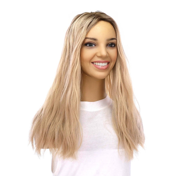 18" Emerald Silk Top Topper Beige Blonde Wavy