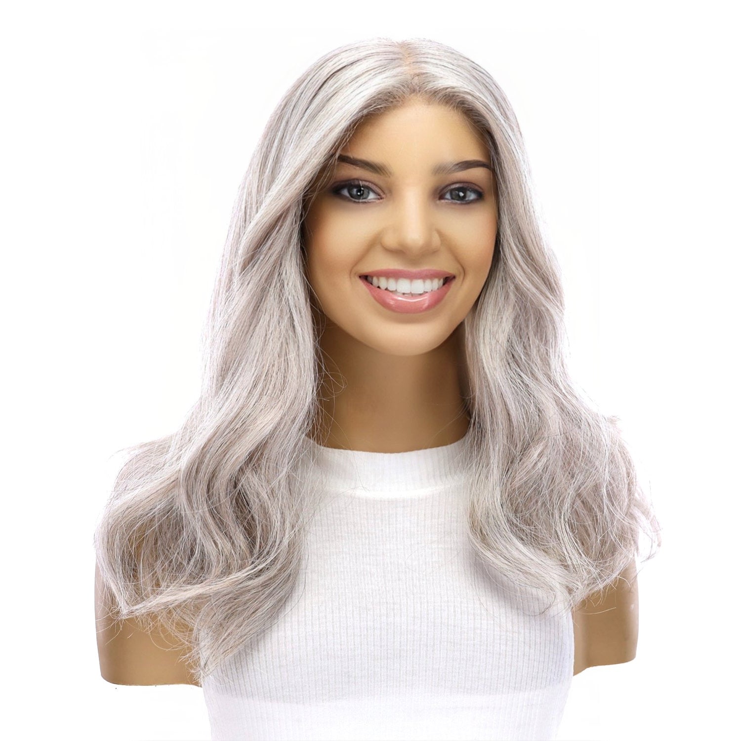 18" Princess Silk Top Wig Snow Grey