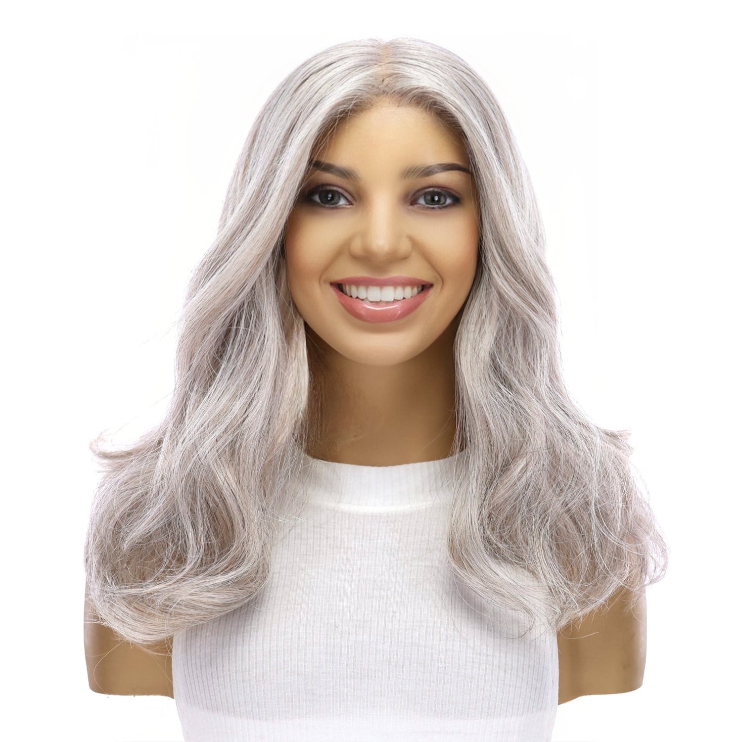 18" Princess Silk Top Wig Snow Grey