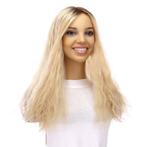 18" Topaz Lace Top Topper Beige Blonde Wavy
