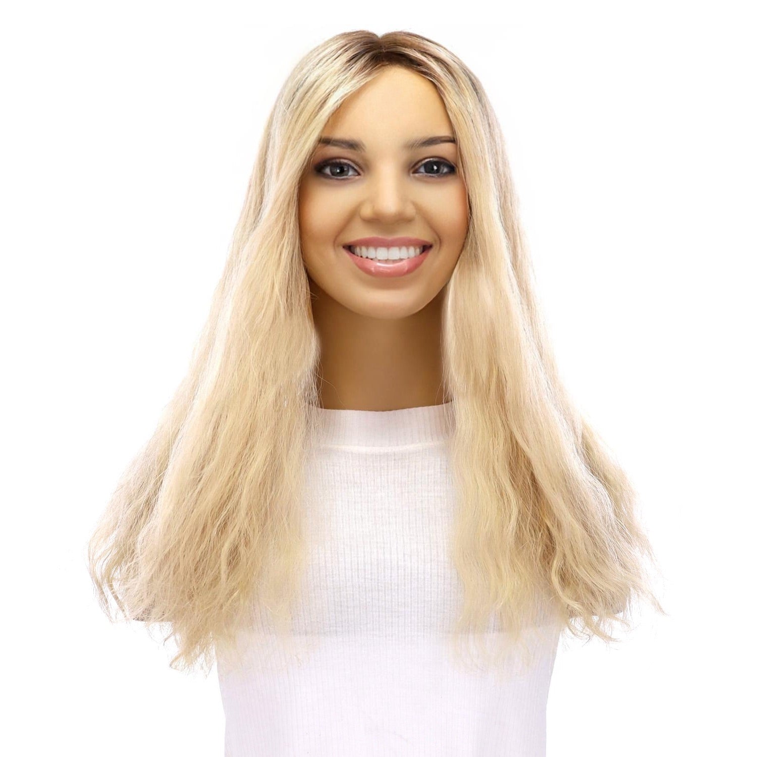 18" Topaz Lace Top Topper Beige Blonde Wavy