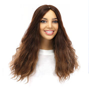 18" Emerald Silk Top Topper Medium Brown Balayage Wavy