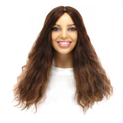 18" Emerald Silk Top Topper Medium Brown Balayage Wavy