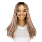 18" Topaz Lace Top Topper Ashy Blonde w/ Highlights Slightly Wavy