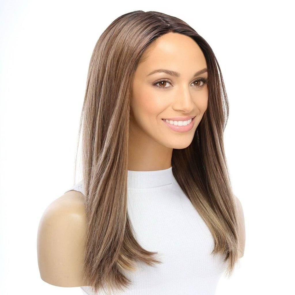 19" Nicole Silk Top Wig Light Brown Babylight w/ Rooting