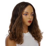 19" Nicole Silk Top Wig Dark Brown Ombre Wavy