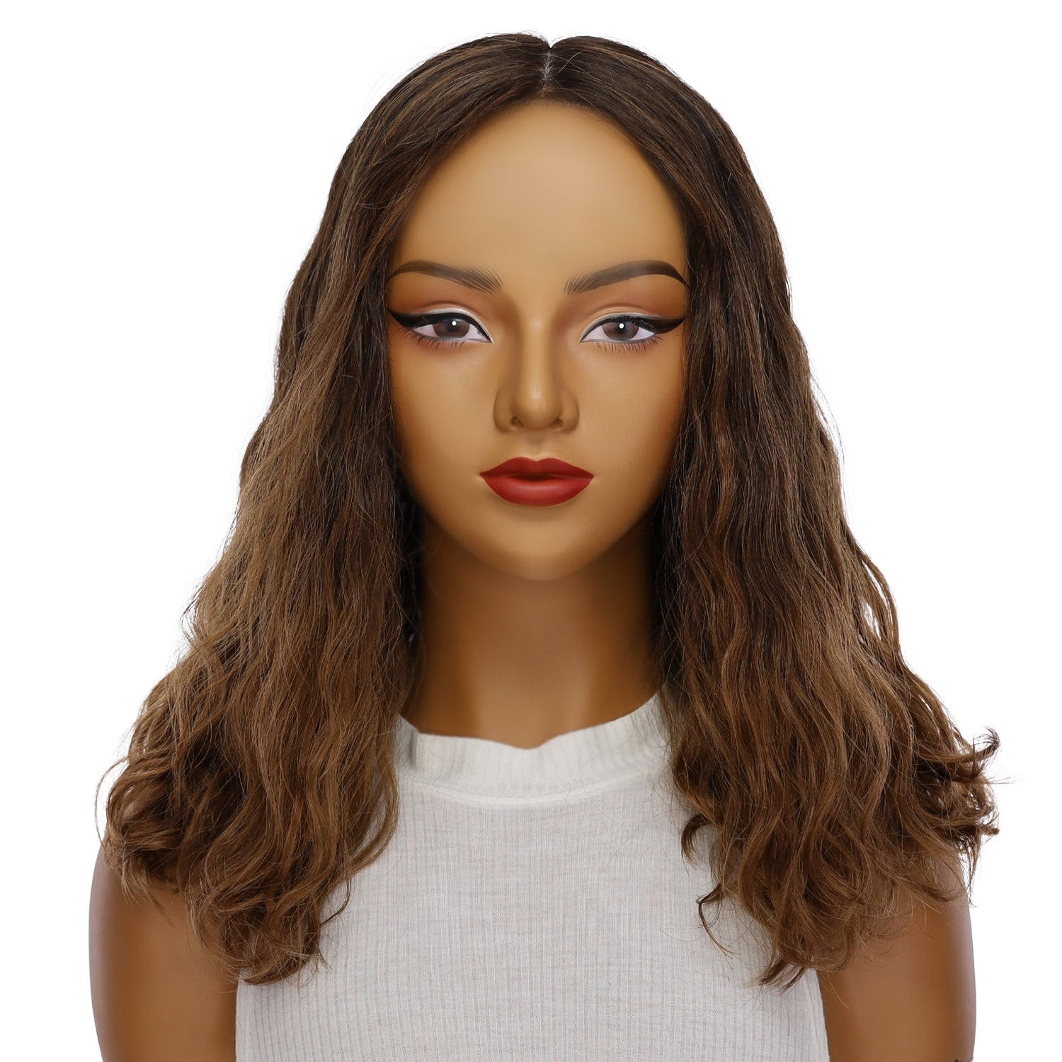 19" Nicole Silk Top Wig Dark Brown Ombre Wavy