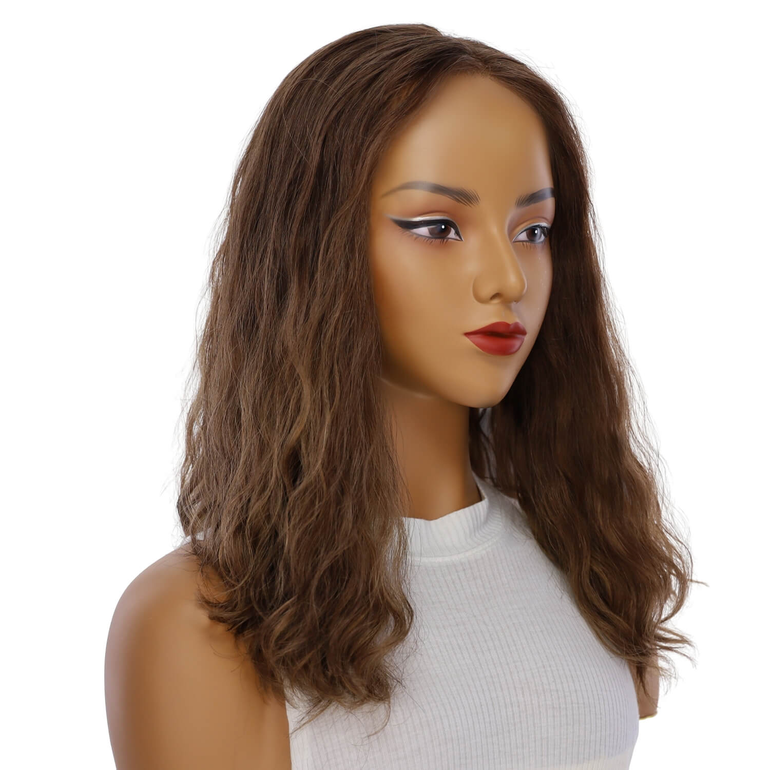 19" Nicole Silk Top Wig Medium Brown Babylight Wavy