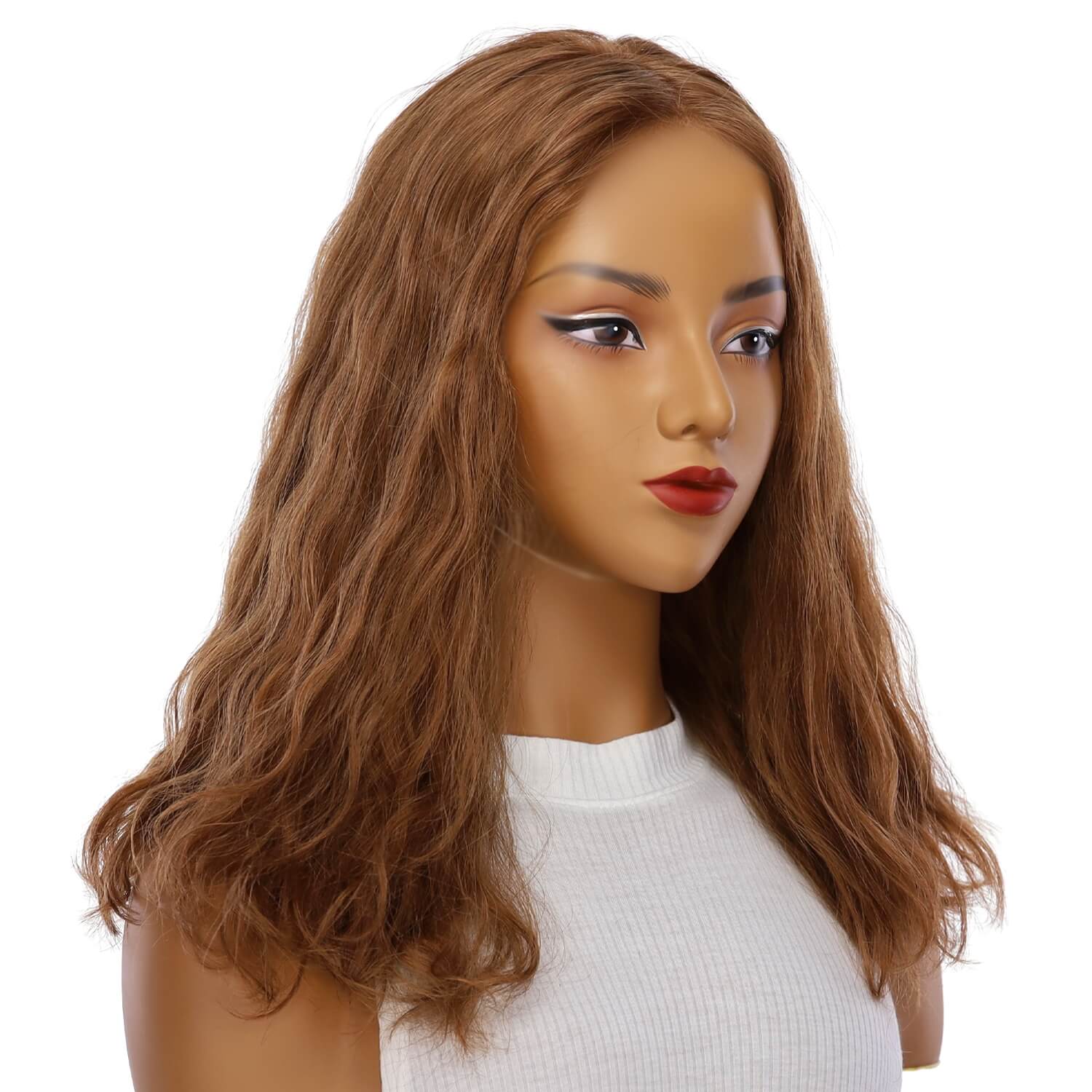 19" Nicole Silk Top Wig Copper Wavy