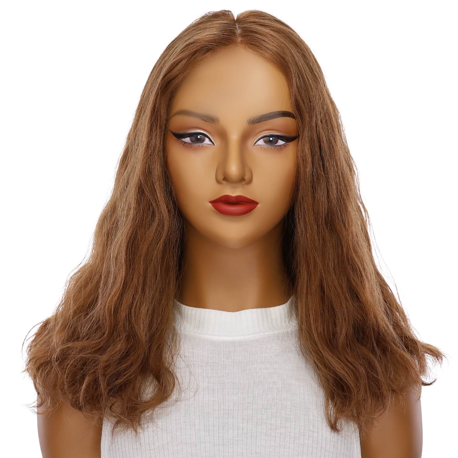 19" Nicole Silk Top Wig Copper Wavy
