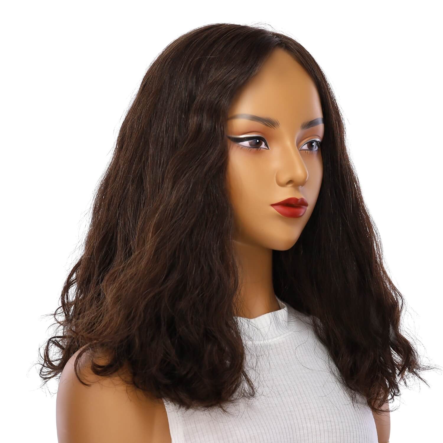 19" Nicole Silk Top Wig Dark Brown Wavy