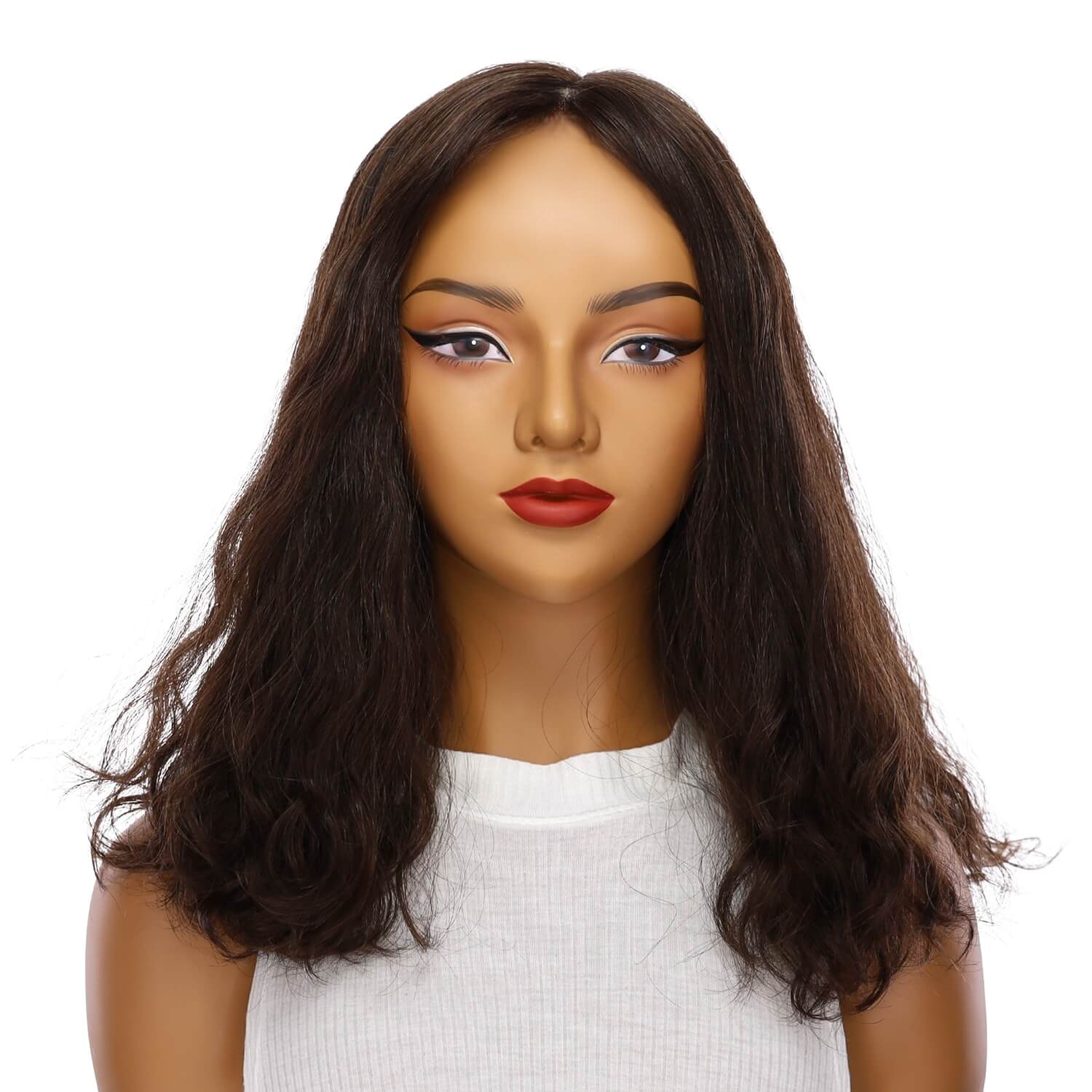 19" Nicole Silk Top Wig Dark Brown Wavy