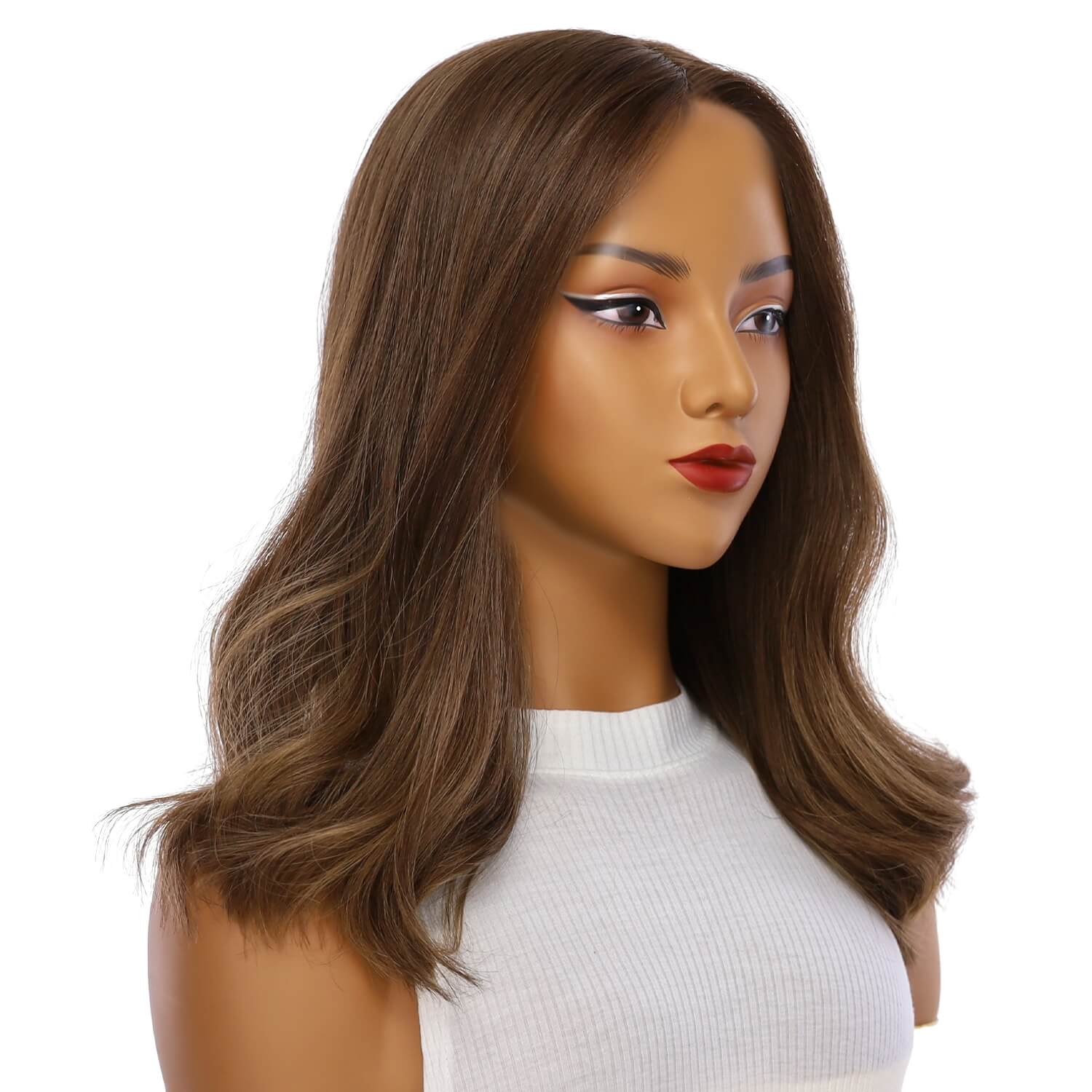 19" Nicole Silk Top Wig Medium Brown Babylight