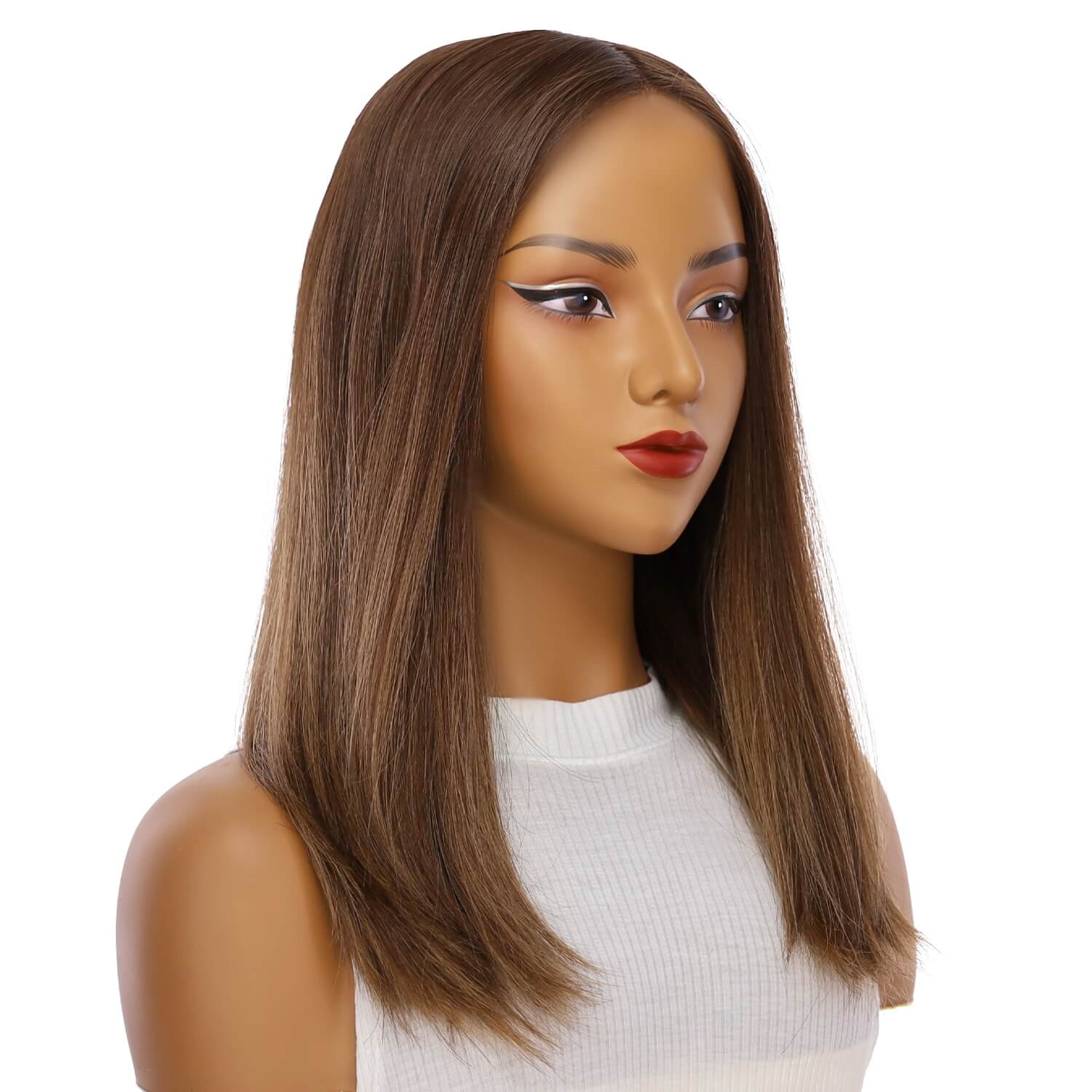 19" Nicole Silk Top Wig Medium Brown Balayage