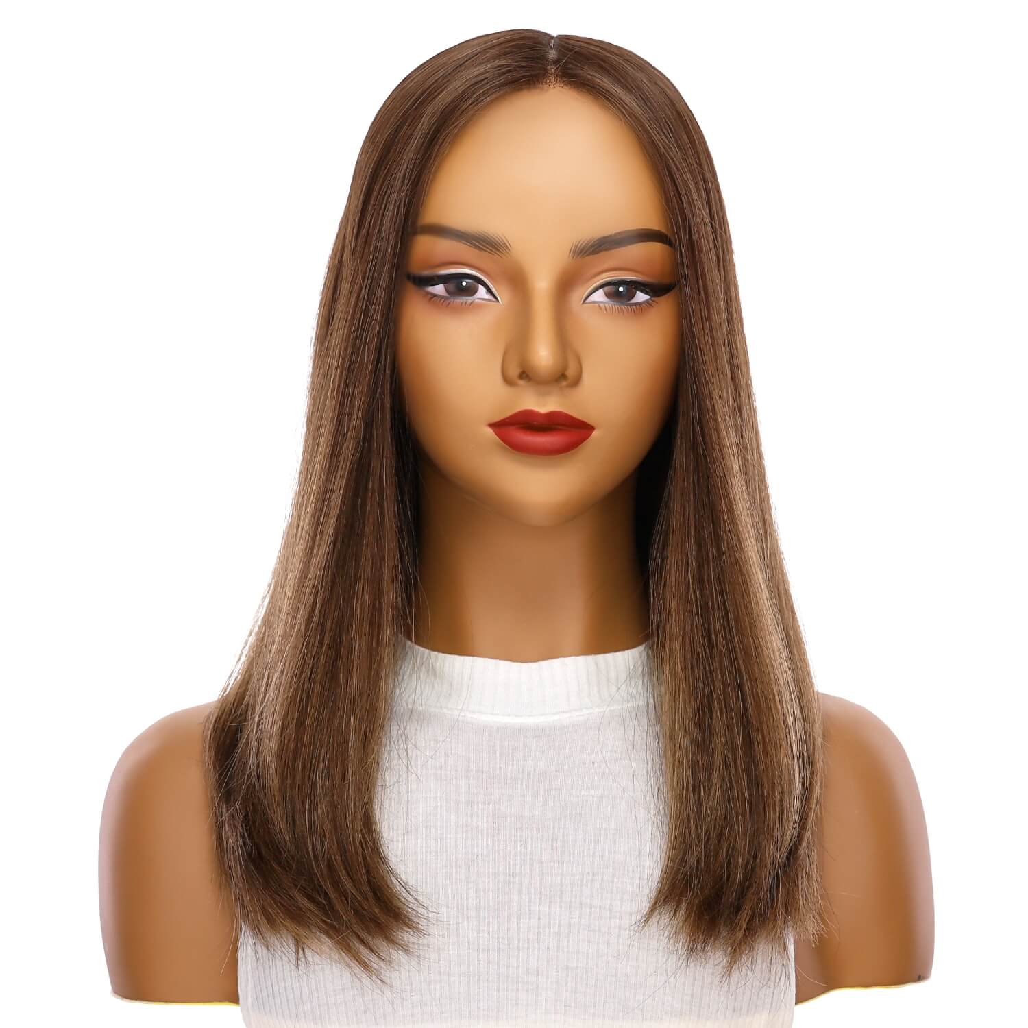 19" Nicole Silk Top Wig Medium Brown Balayage