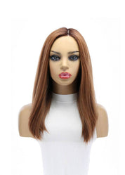 19" Nicole Silk Top Wig Copper w/ Rooting
