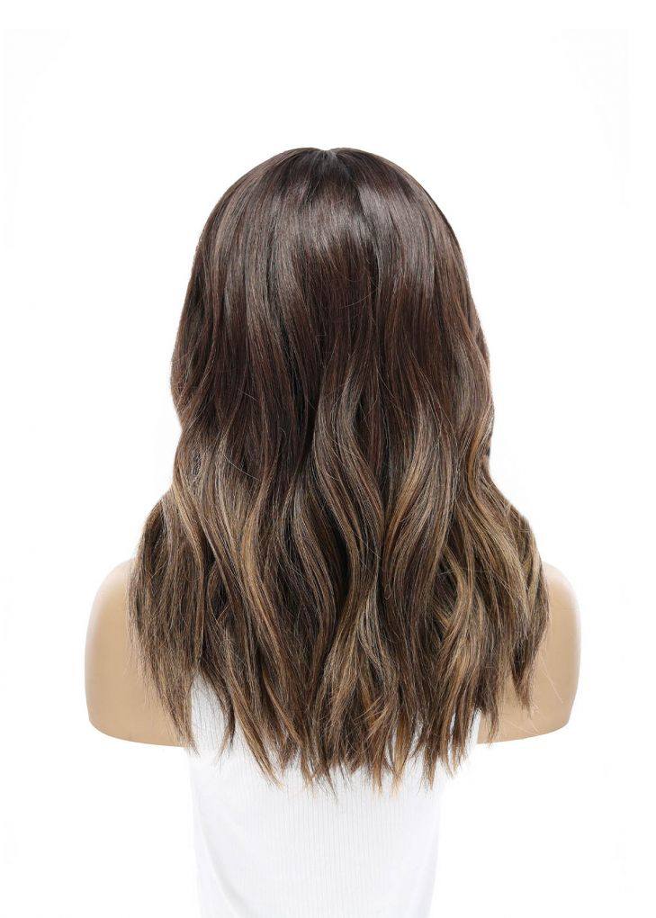 19" Nicole Silk Top Wig Dark Brown Balayage w/ Rooting