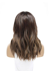 19" Nicole Silk Top Wig Dark Brown Balayage w/ Rooting