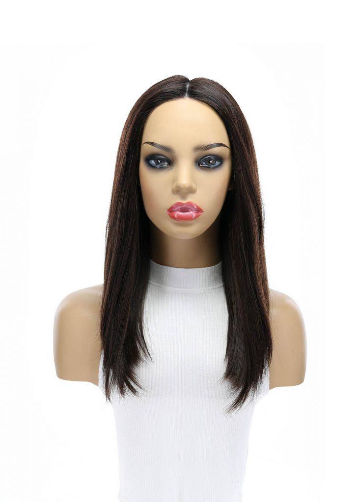 19" Nicole Silk Top Wig Dark Brown w/ Rooting