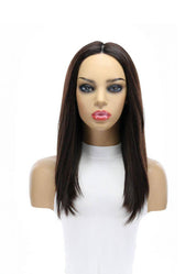 19" Nicole Silk Top Wig Dark Brown w/ Rooting