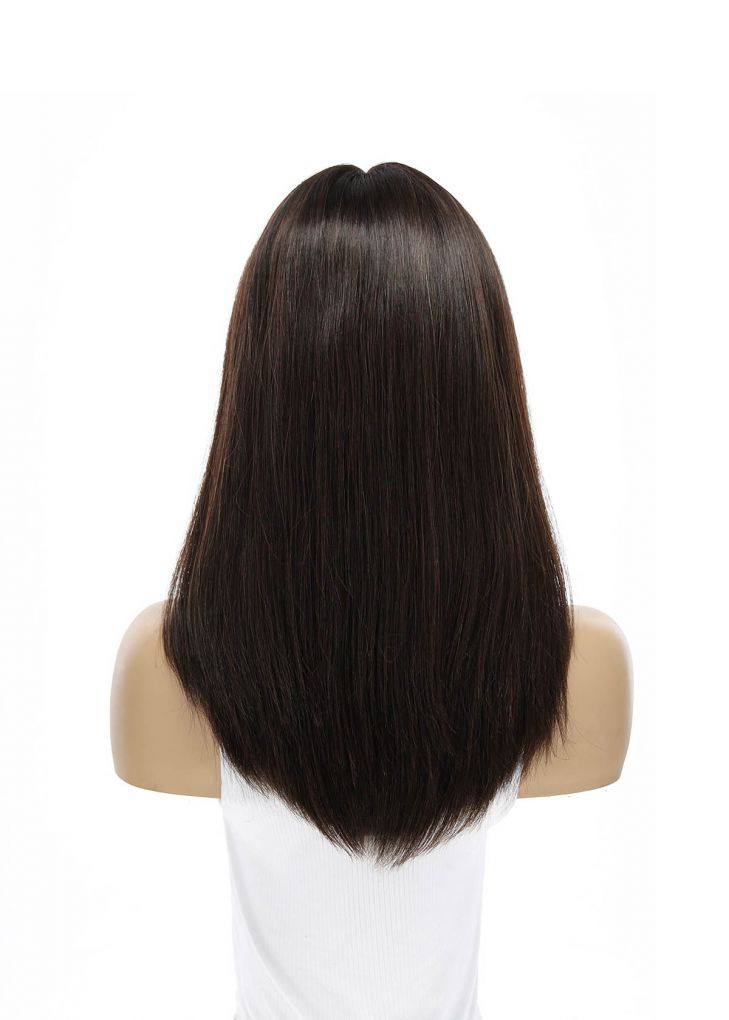 19" Nicole Silk Top Wig Dark Brown w/ Rooting