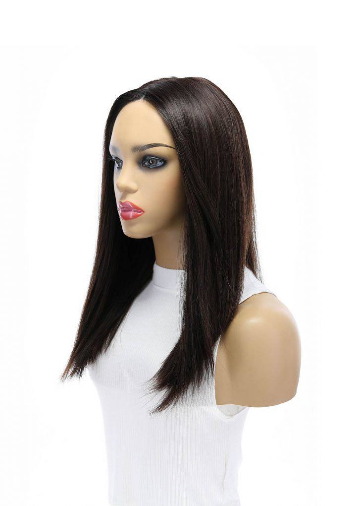 19" Nicole Silk Top Wig Dark Brown w/ Rooting