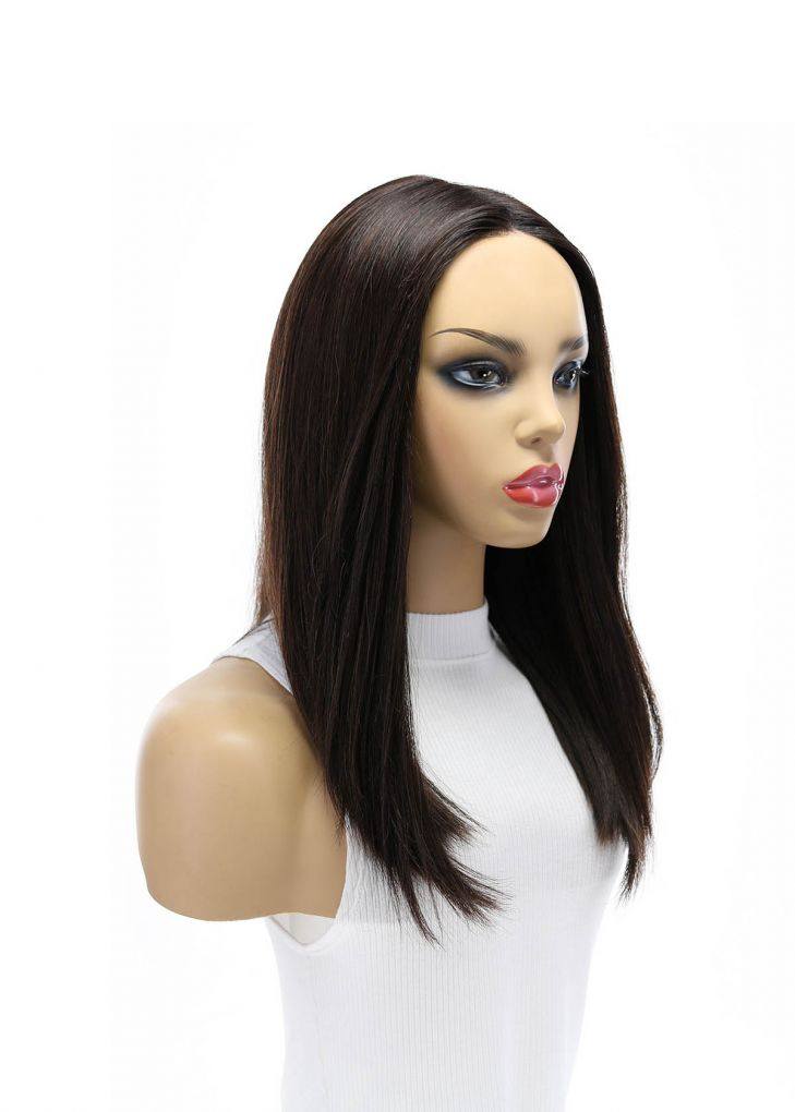 19" Nicole Silk Top Wig Dark Brown w/ Rooting